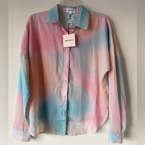 Superdown MIRANDA BUTTON UP SHIRT IN OMBRE, size S